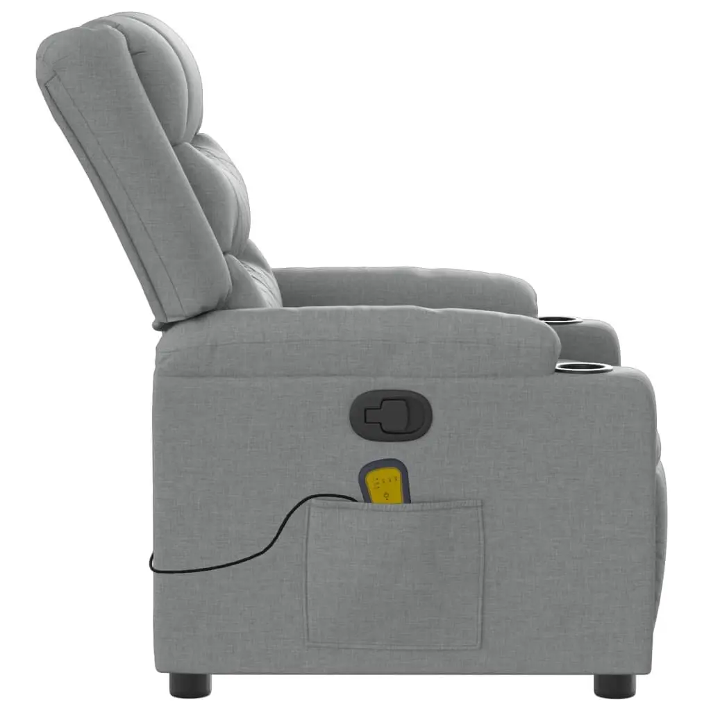 Massage Recliner Chair Manual Reclining Vibration Grey Fabric