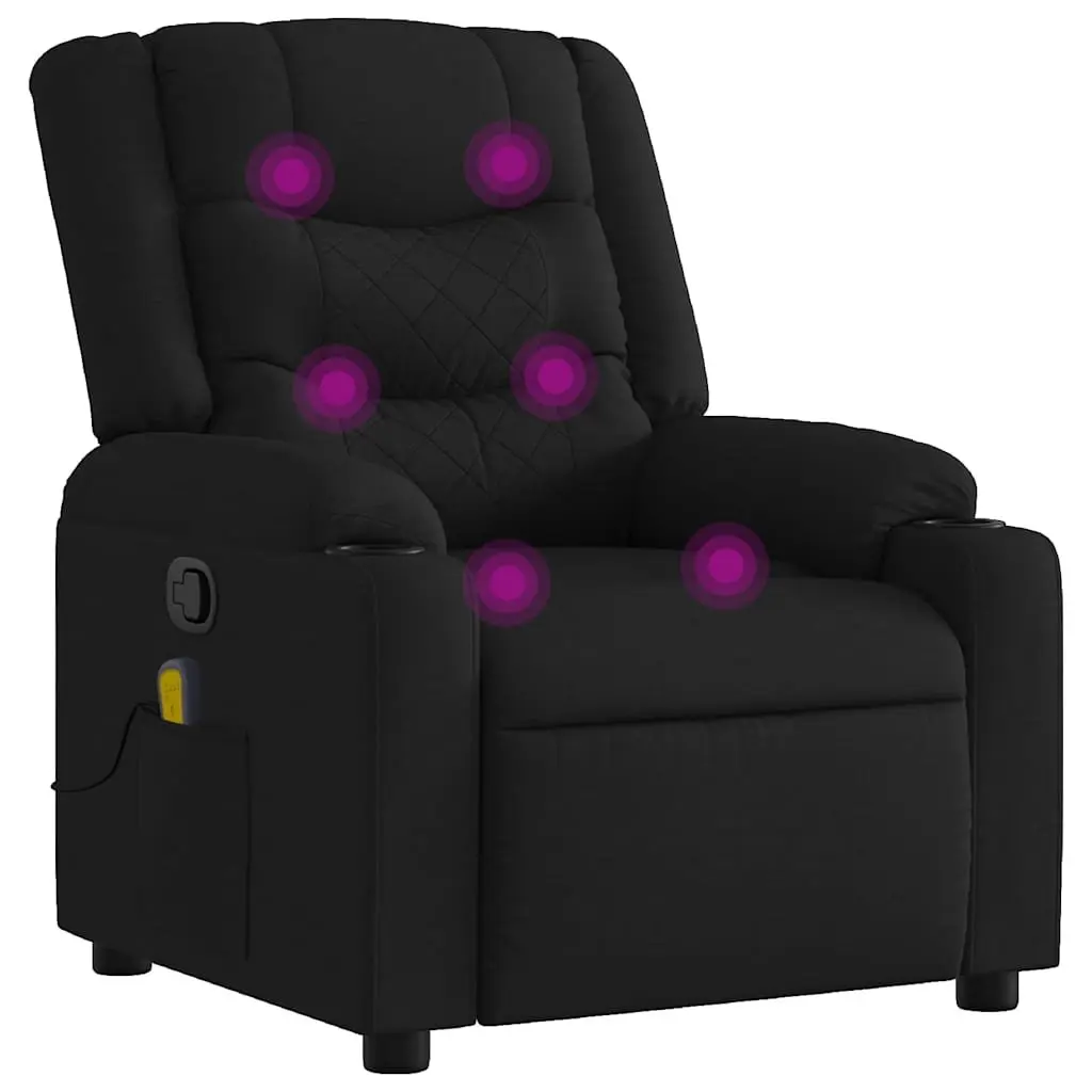 Recliner Chair Manual Vibration Massage Armchair Black Fabric 135 Degree