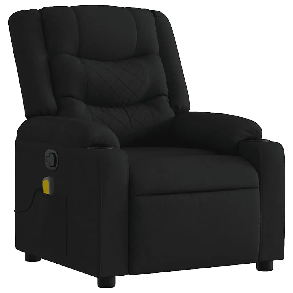 Recliner Chair Manual Vibration Massage Armchair Black Fabric 135 Degree