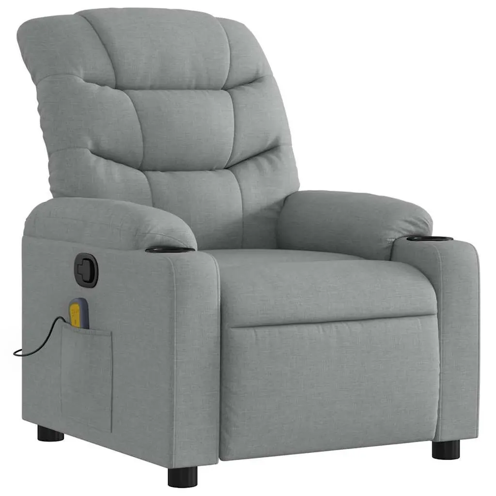 Grey Fabric Reclining Massage Chair Manual Adjustment Vibration Lounge Seat