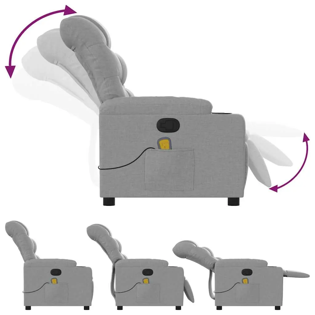 Grey Fabric Reclining Massage Chair Manual Adjustment Vibration Lounge Seat