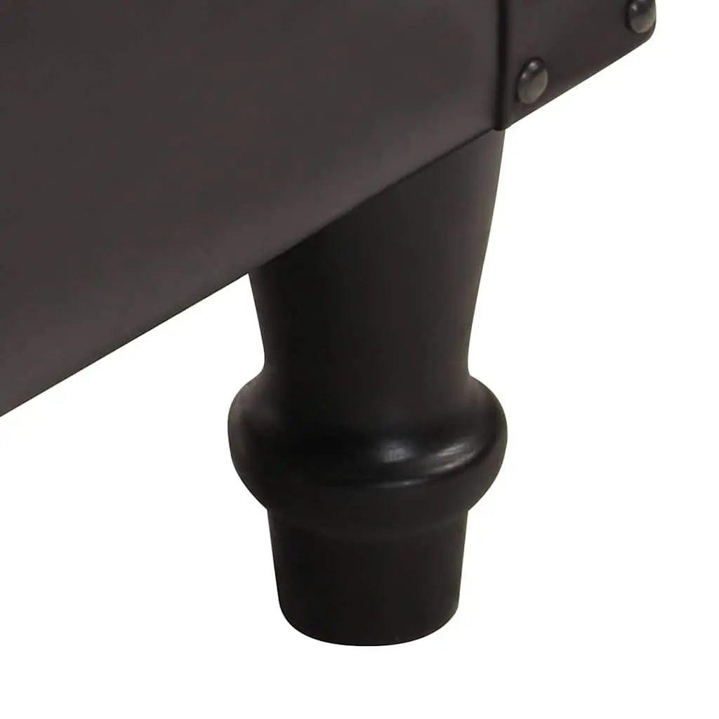 Tub Chair Black Leather Padded Seat Solid Mango Wood Legs Curved Armrest