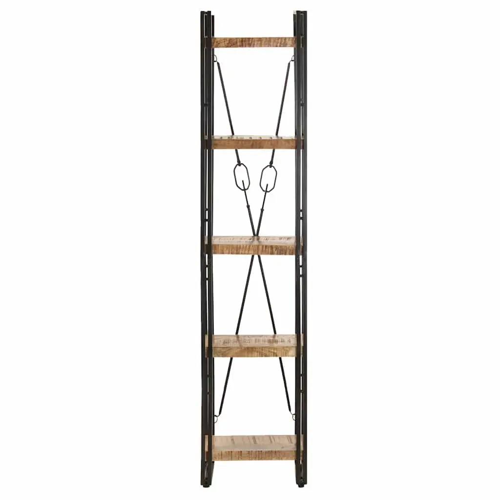 5-Tier Bookcase Storage Display 40x30x180 cm Brown Solid Mango Wood Industrial Shelf