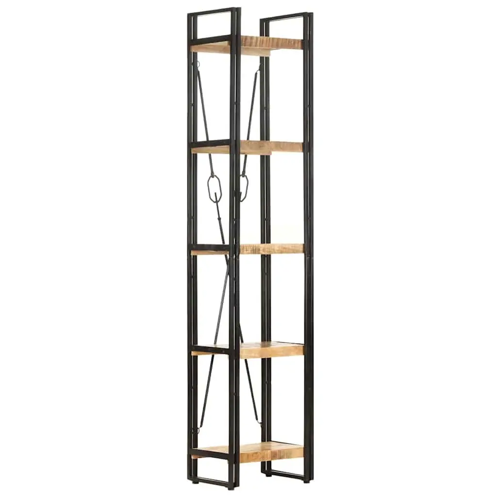 5-Tier Bookcase Storage Display 40x30x180 cm Brown Solid Mango Wood Industrial Shelf