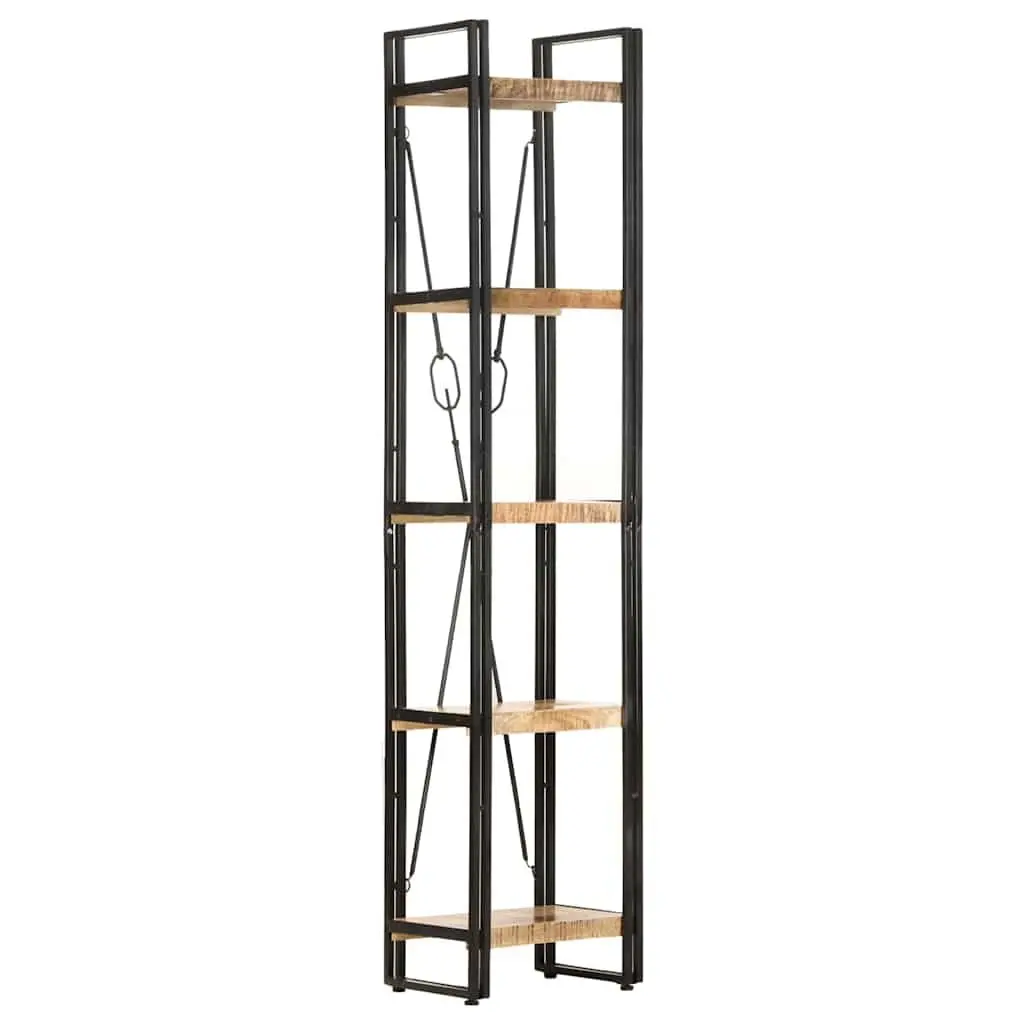 5-Tier Bookcase Storage Display 40x30x180 cm Brown Solid Mango Wood Industrial Shelf