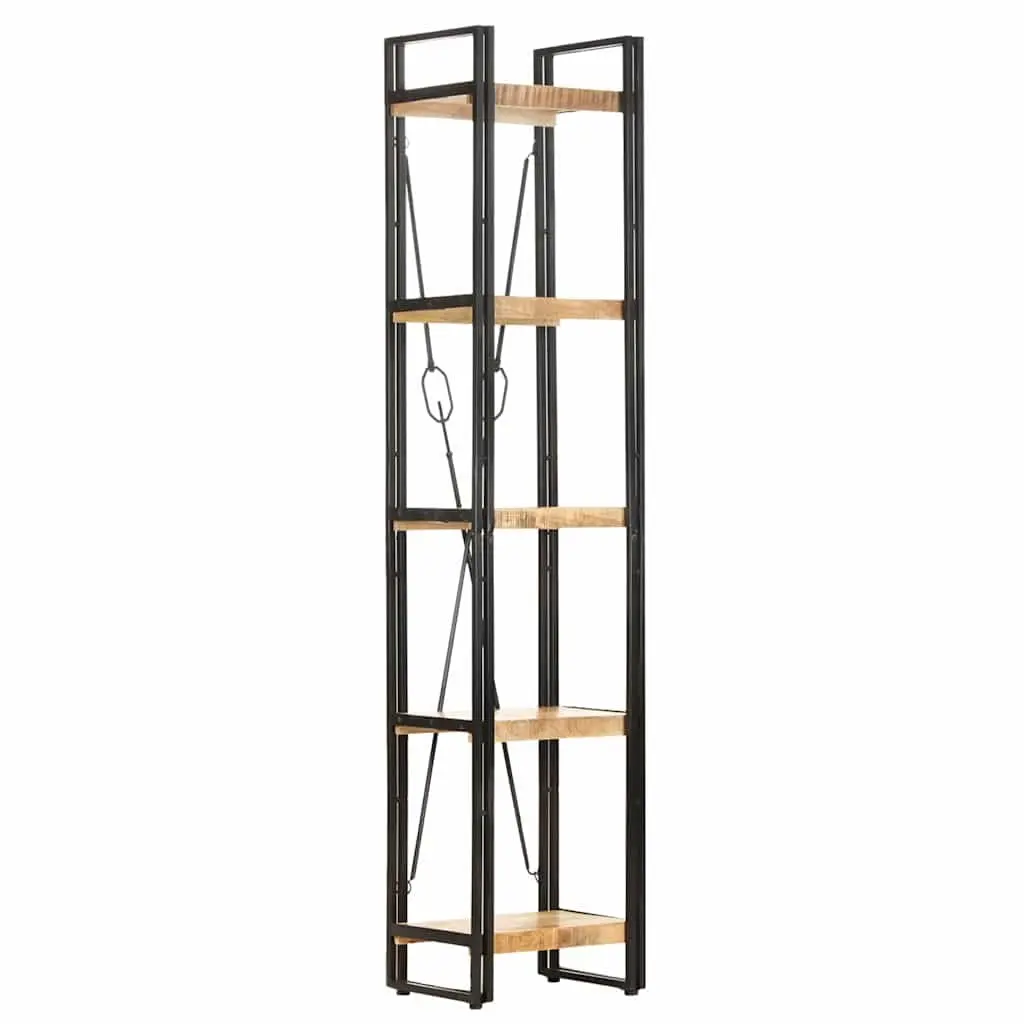 5-Tier Bookcase Storage Display 40x30x180 cm Brown Solid Mango Wood Industrial Shelf