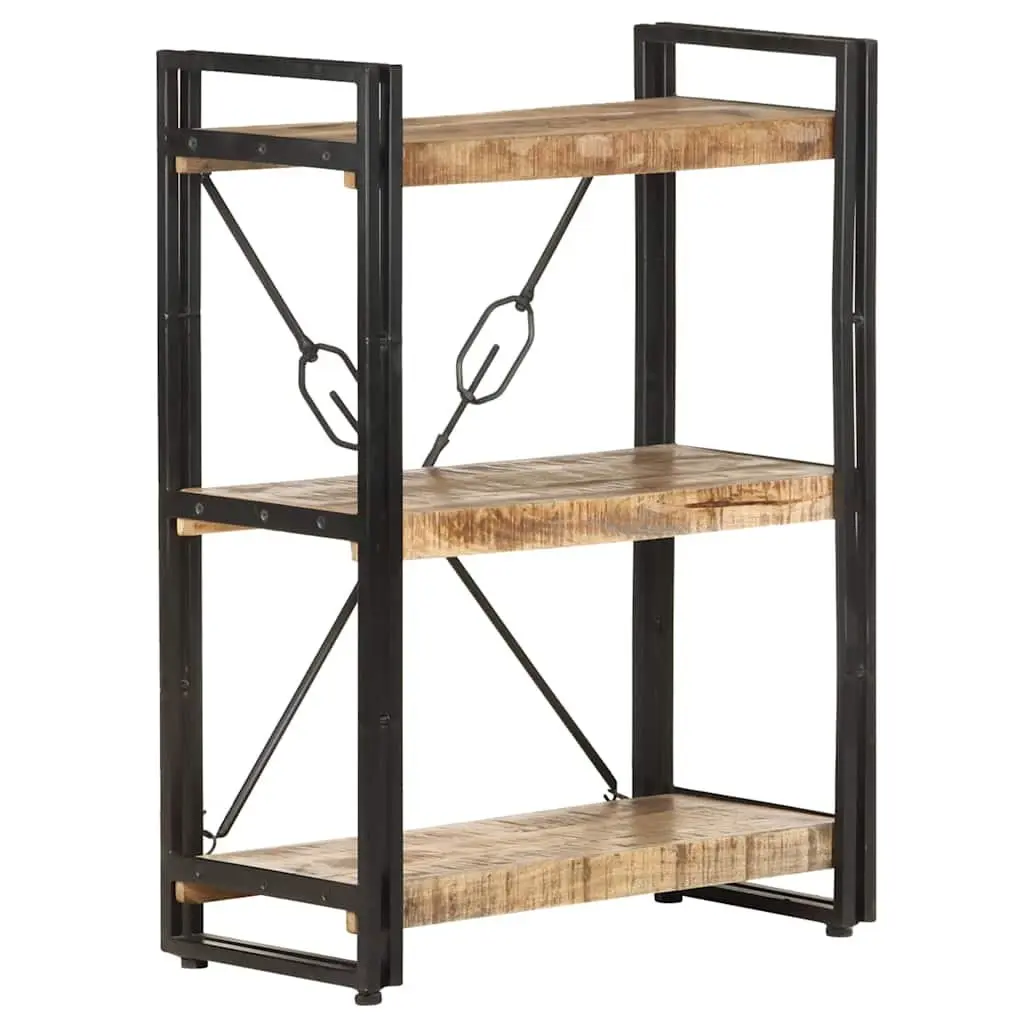 3-Tier Bookcase 60x30x80 cm Solid Mango Wood Industrial Shelving Storage Display