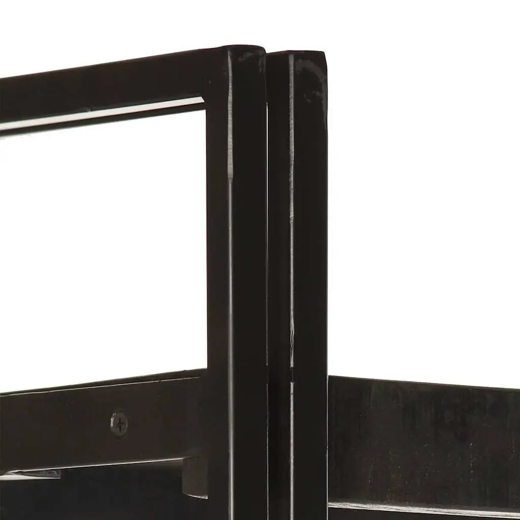 5-Tier Bookcase Storage Display Black Industrial Shelving Unit Solid Mango Wood