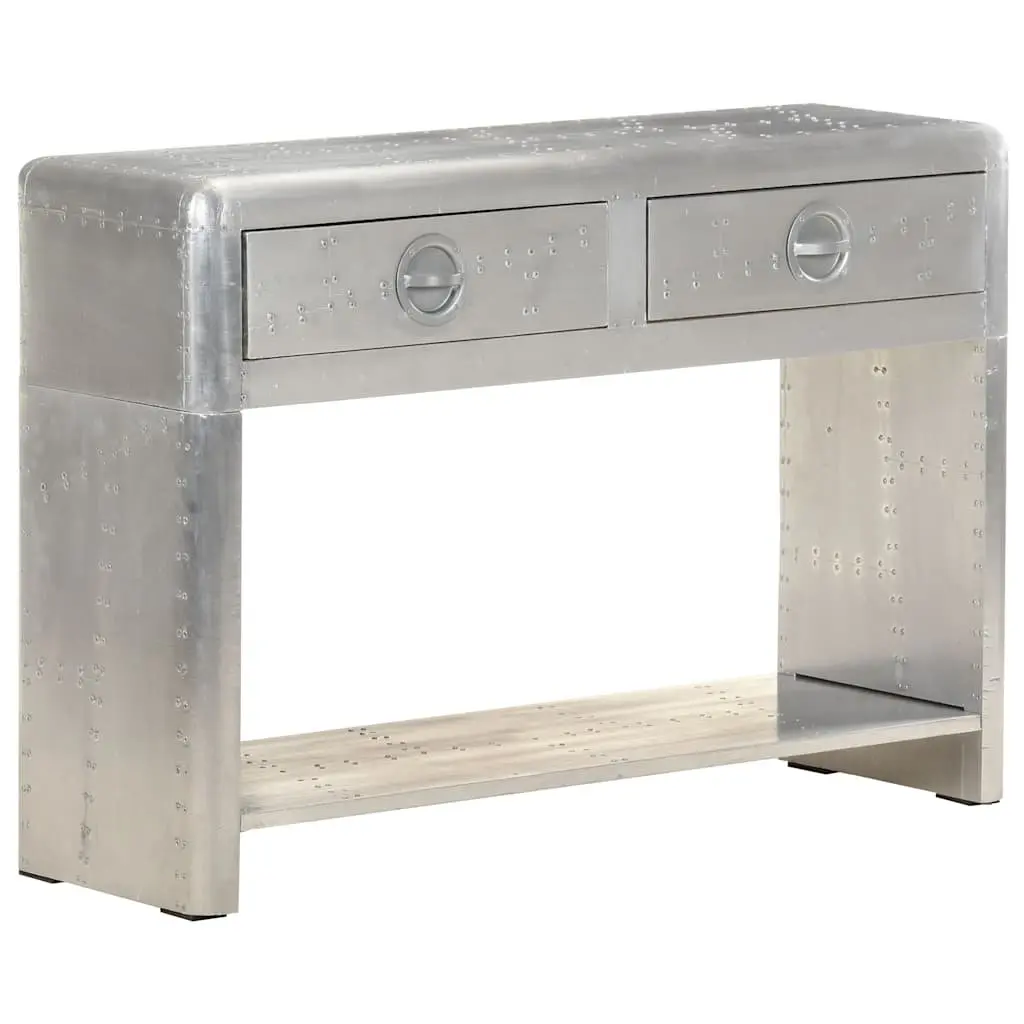 Metal Aviator Sideboard Storage Cabinet 110x35x75 cm Drawers Shelf Silver