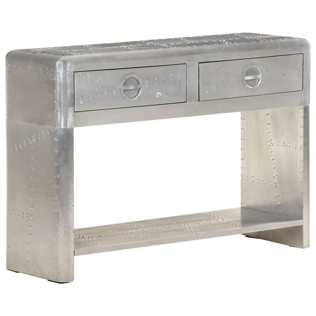 Metal Aviator Sideboard Storage Cabinet 110x35x75 cm Drawers Shelf Silver