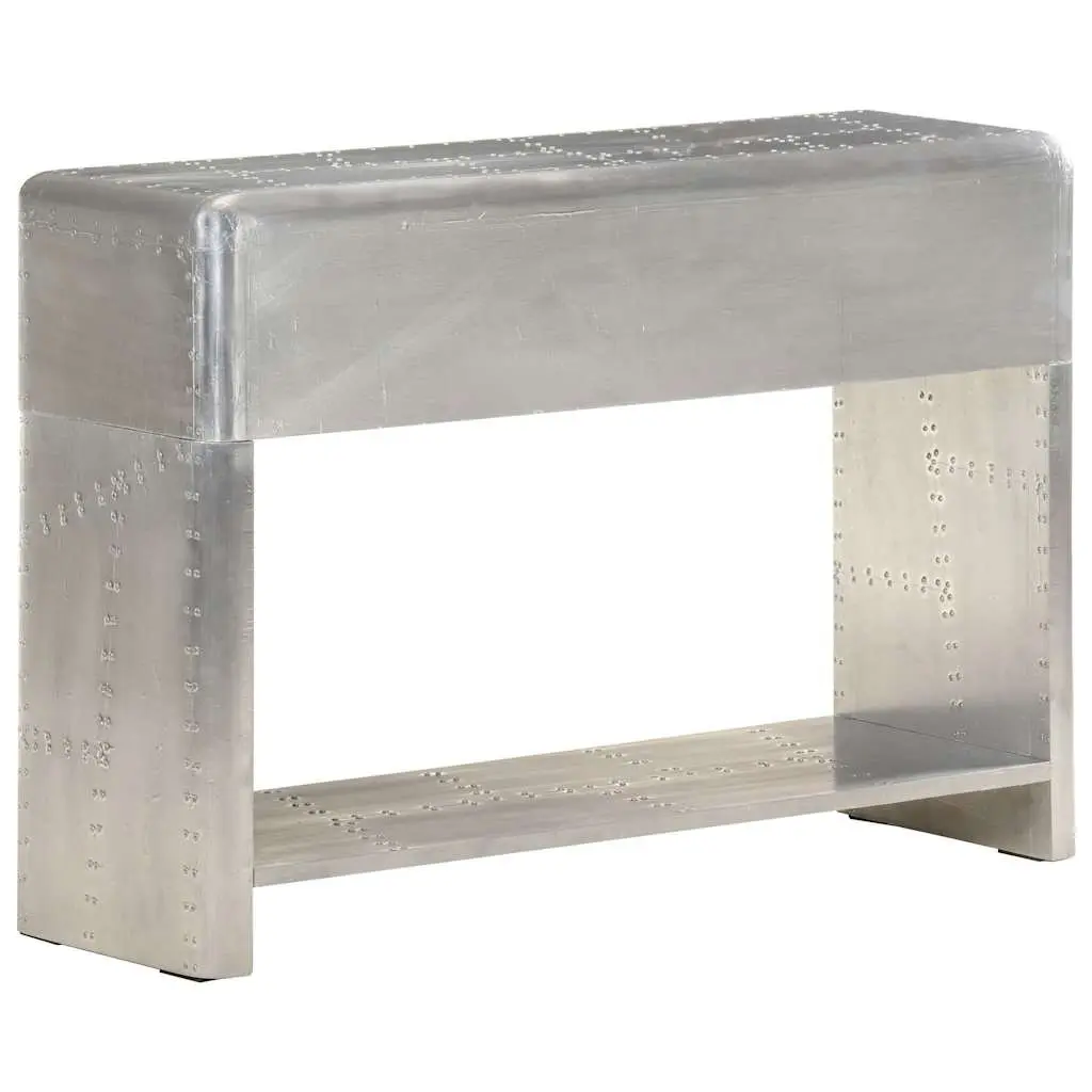 Metal Aviator Sideboard Storage Cabinet 110x35x75 cm Drawers Shelf Silver