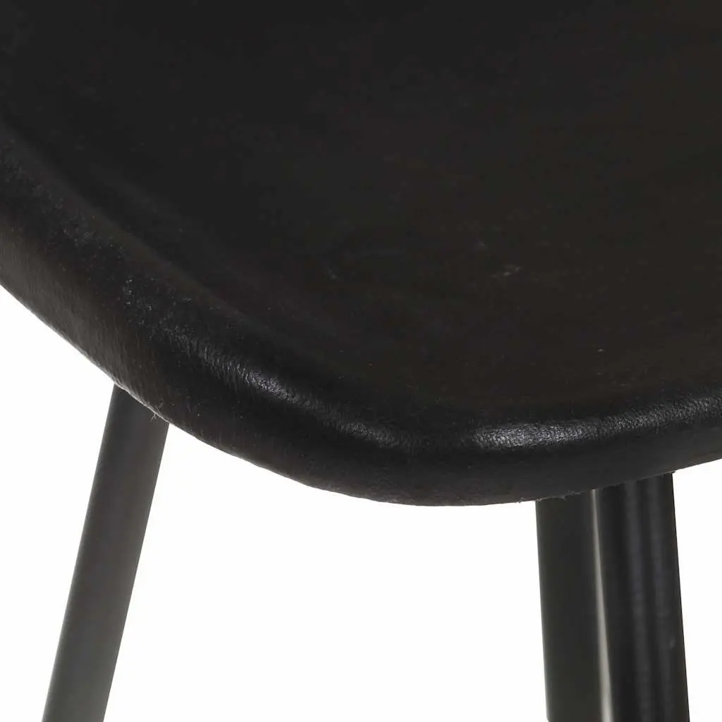 Bar Stools Industrial Style Leather Seat Iron Frame 2 pcs Black