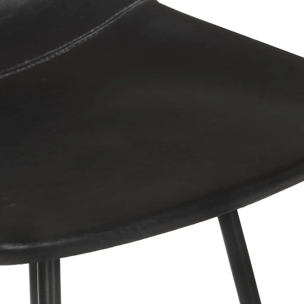 Bar Stools Industrial Style Leather Seat Iron Frame 2 pcs Black