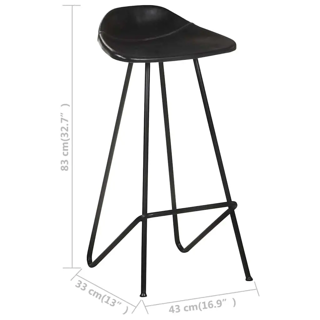 Bar Stools Industrial Style Dining Kitchen Chairs Black Leather Seats Set of 4
