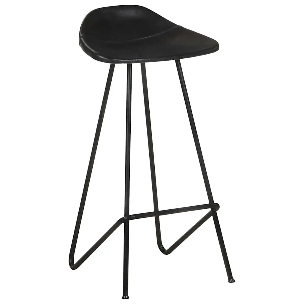 Bar Stools Industrial Style Dining Kitchen Chairs Black Leather Seats Set of 4