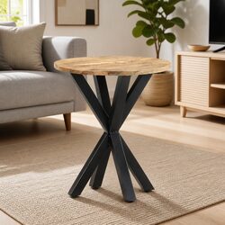 Brown Wooden Side Table with Iron Legs – Quality and Value