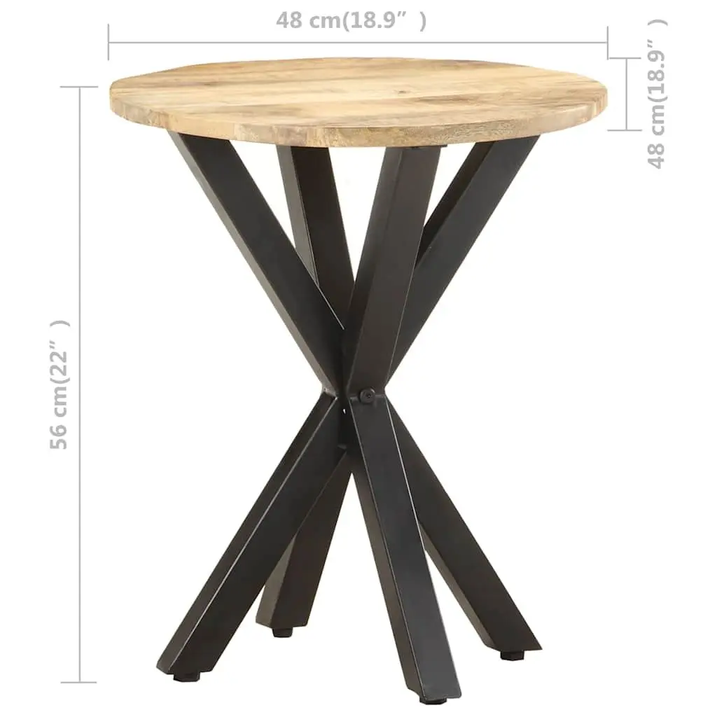 End Table 48x48x56 cm Brown Wooden Side Table with Iron Legs Living Room