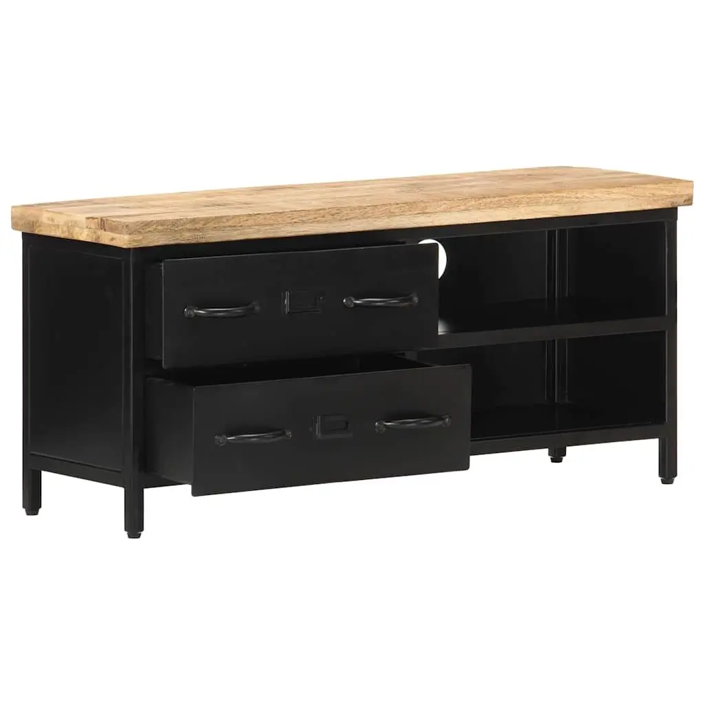 TV Cabinet Industrial Storage Unit 90x30x41 cm Rough Mango Wood Black