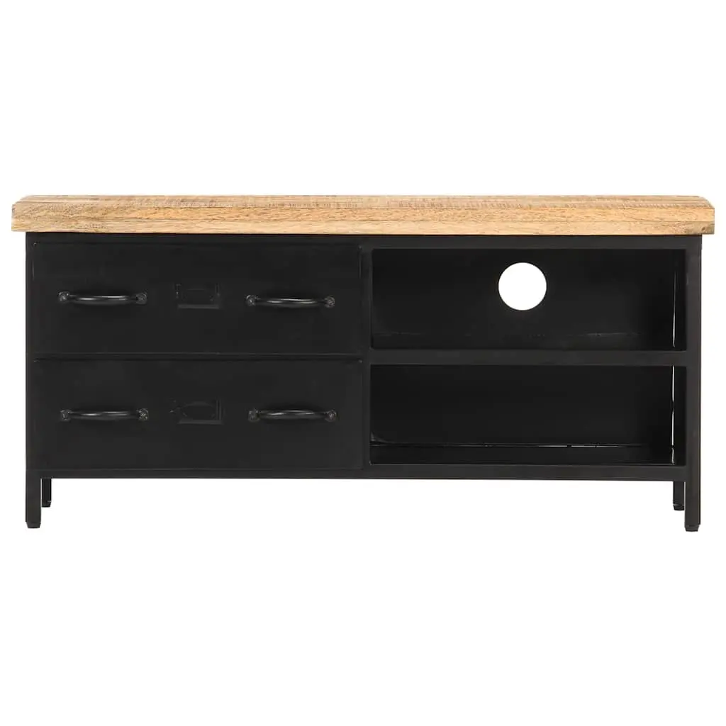 TV Cabinet Industrial Storage Unit 90x30x41 cm Rough Mango Wood Black