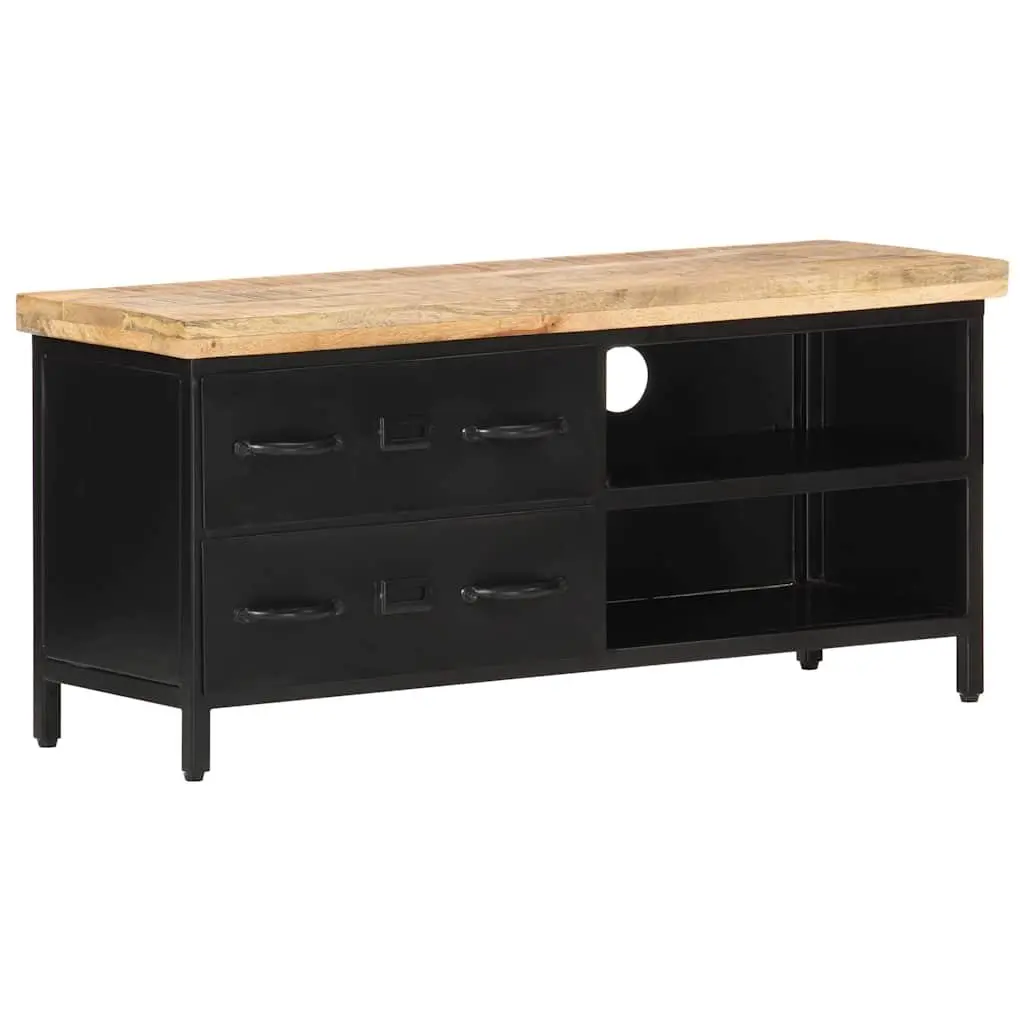 TV Cabinet Industrial Storage Unit 90x30x41 cm Rough Mango Wood Black