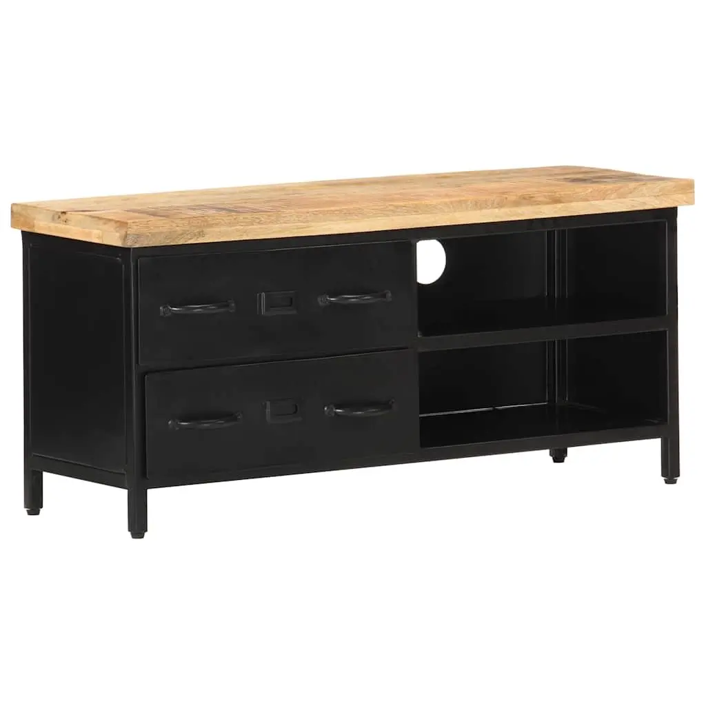 TV Cabinet Industrial Storage Unit 90x30x41 cm Rough Mango Wood Black