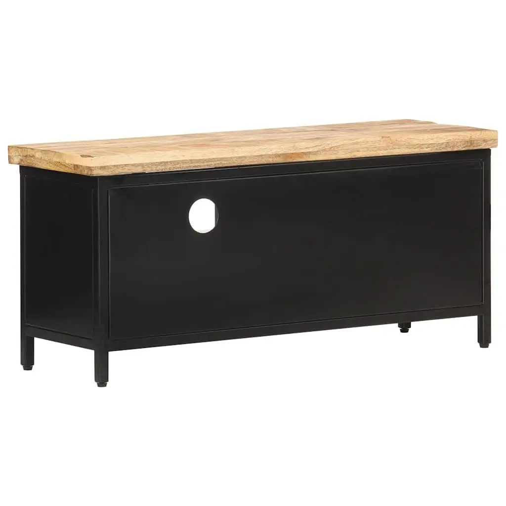 TV Cabinet Industrial Storage Unit 90x30x41 cm Rough Mango Wood Black