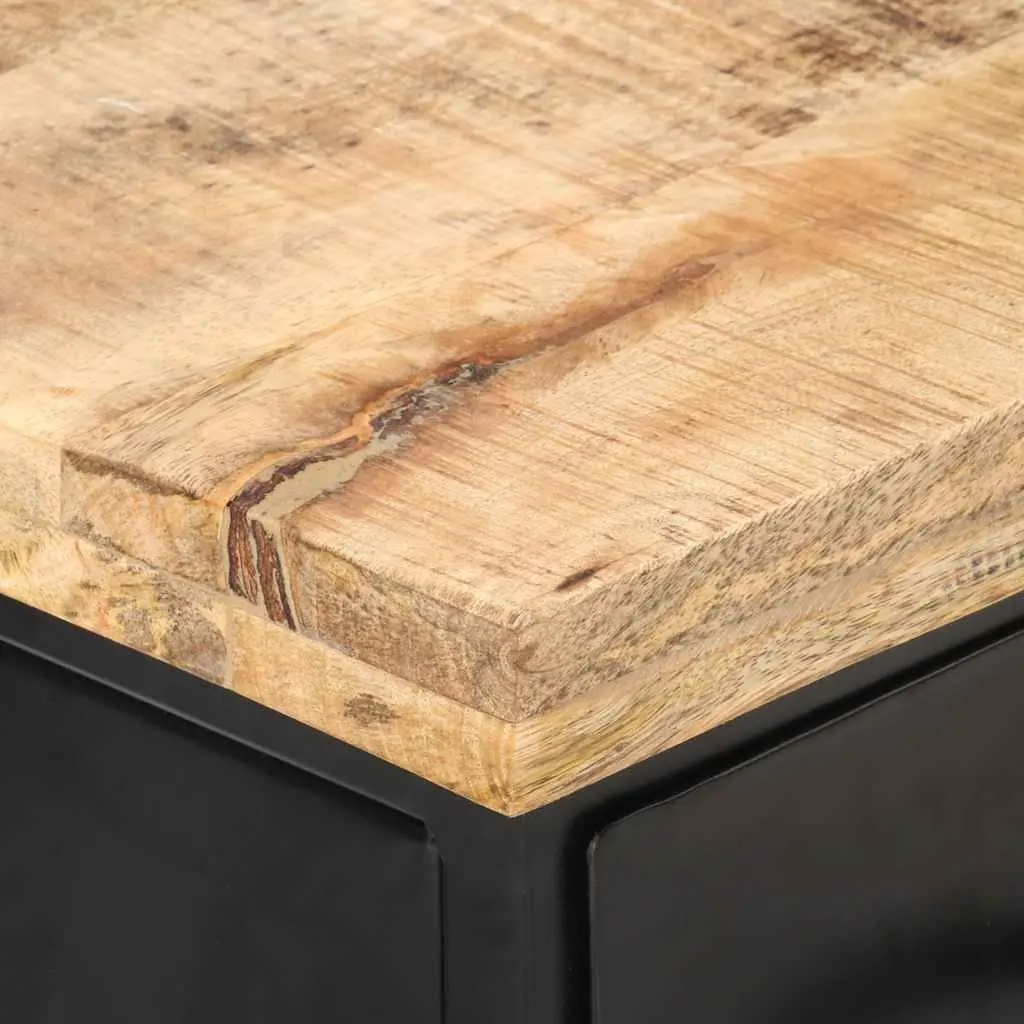 TV Cabinet Industrial Storage Unit 90x30x41 cm Rough Mango Wood Black
