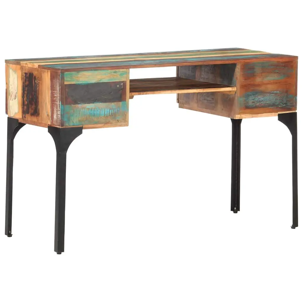 Solid Reclaimed Wood Desk 118x48x75 cm Office Writing Table with Drawers Shelf
