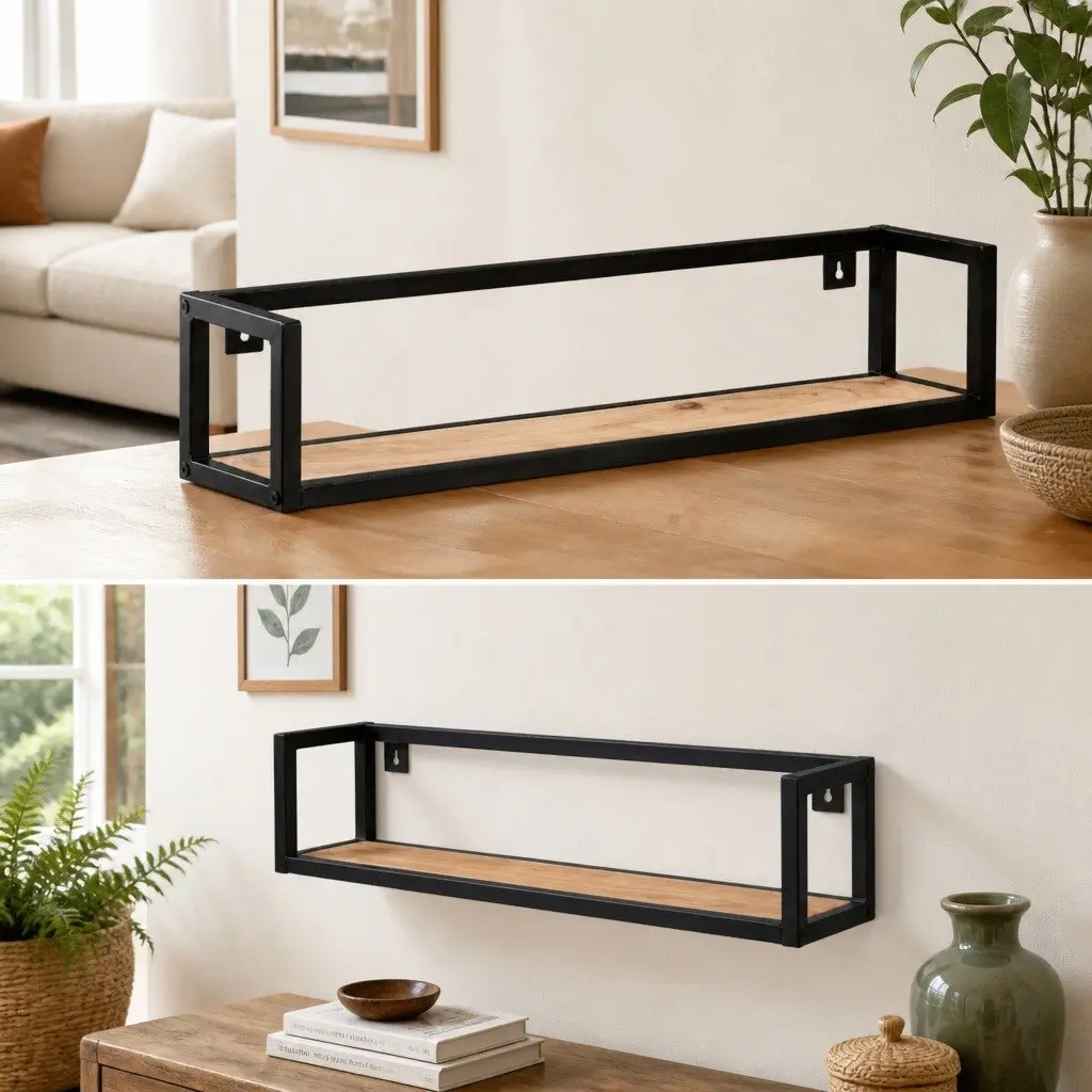 Wall Shelves Industrial Style 80 cm Solid Wood Floating Shelf Black