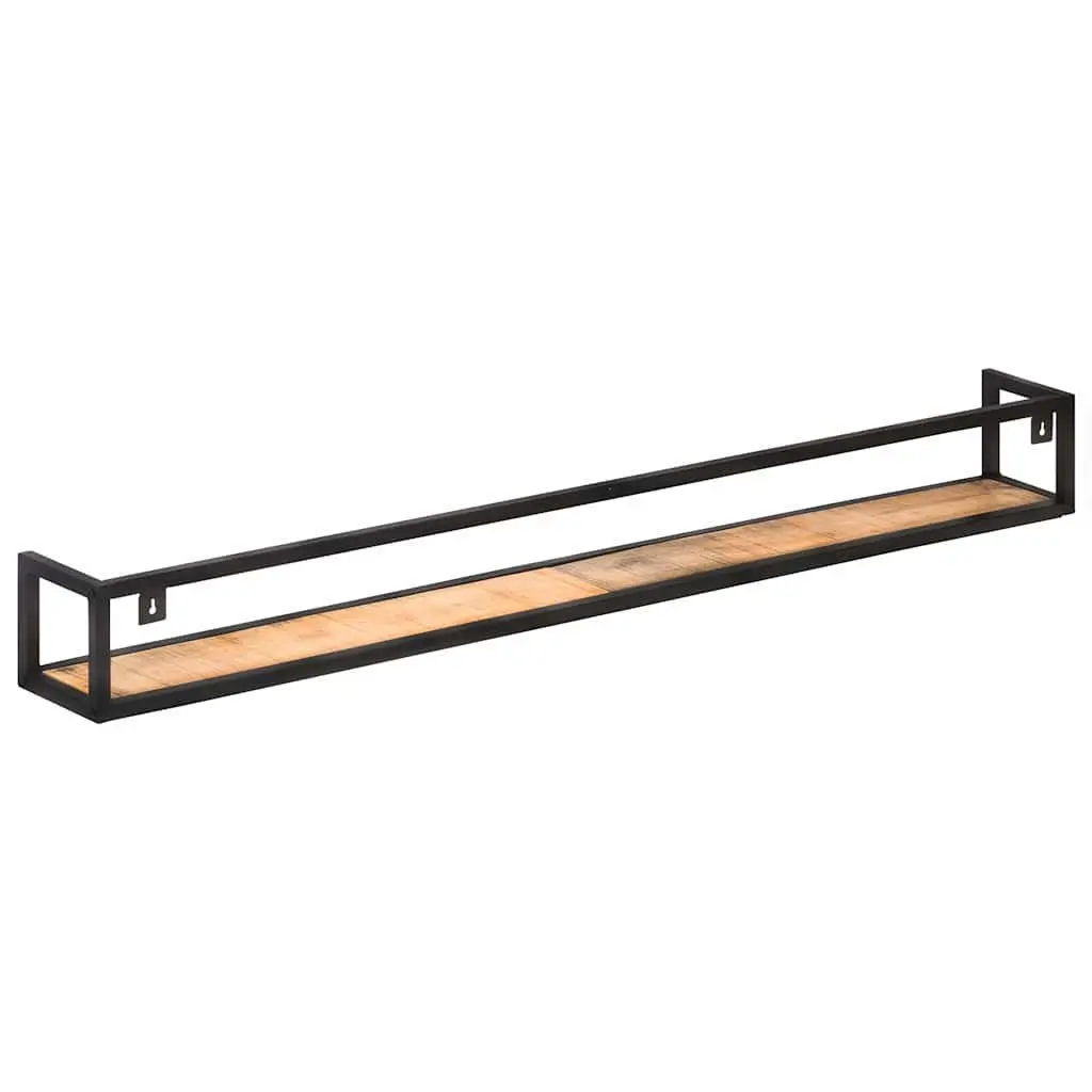 Wooden Wall Shelves 160 cm Floating Storage Industrial Style Brown 2 Piece