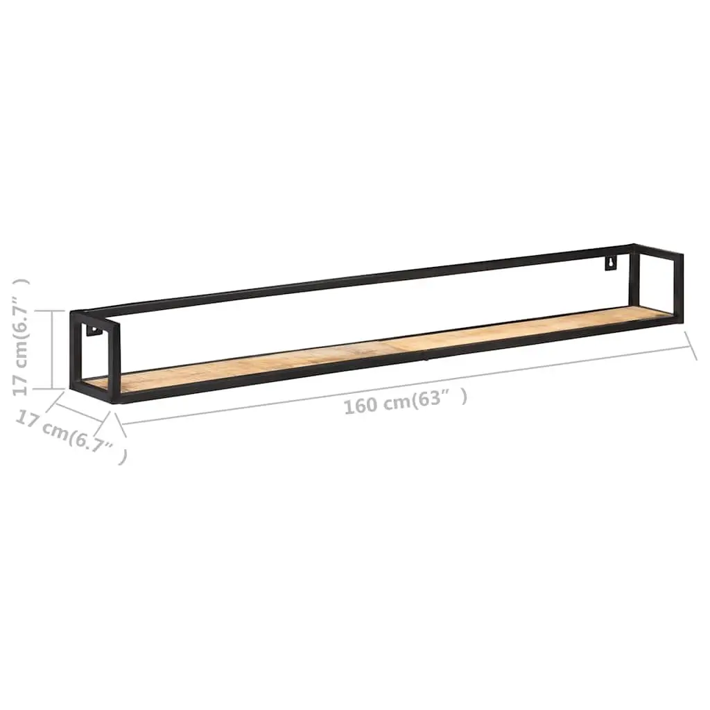 Wooden Wall Shelves 160 cm Floating Storage Industrial Style Brown 2 Piece