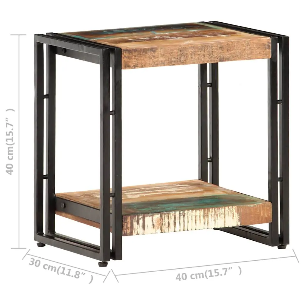End Table Bedside Storage Shelf 40x30x40 cm Solid Reclaimed Wood Multicolour