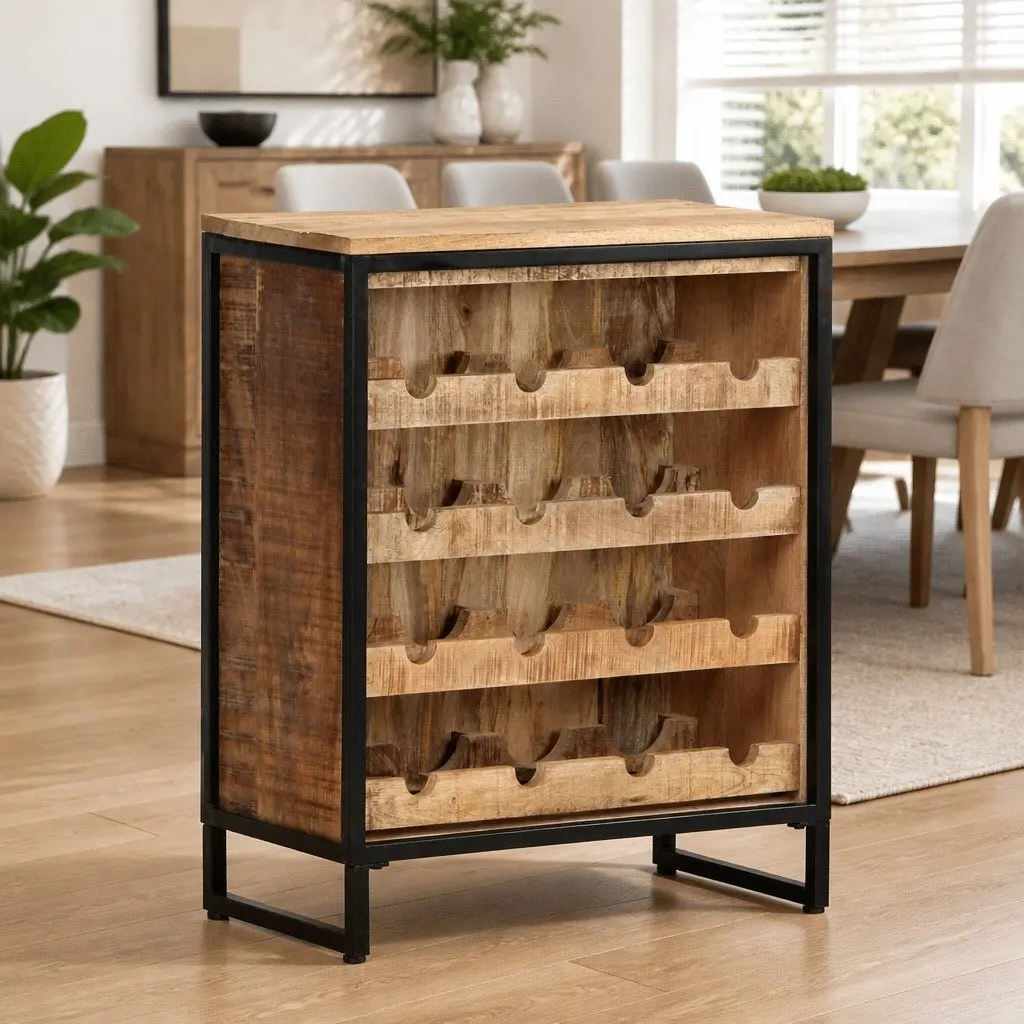 Wine Cabinet Storage Display Holder 62x33x78.5 cm Brown Mango Wood