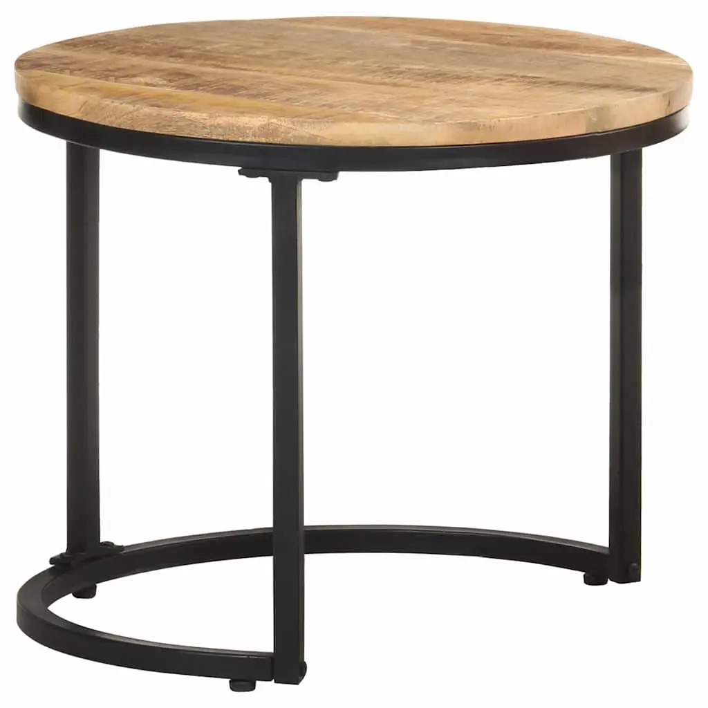 Side Tables 3 pcs Mango Wood Nesting End Tables Industrial Design Brown