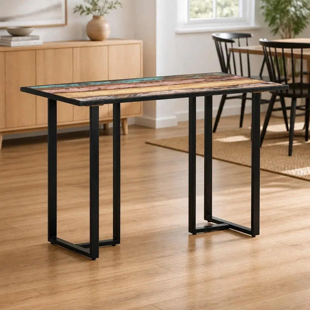 Dining Table Industrial Style 120 cm Solid Reclaimed Wood Multicolour