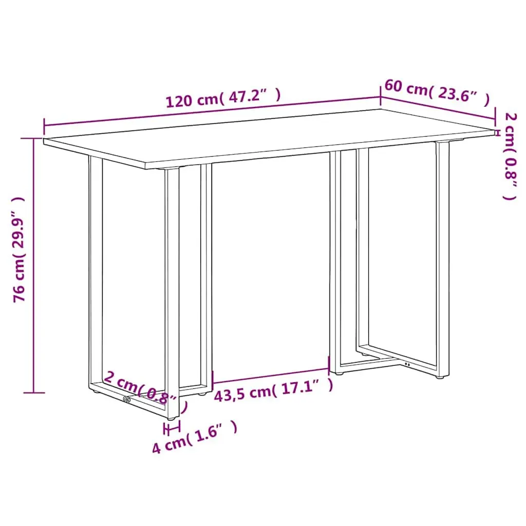 Dining Table Industrial Style 120 cm Solid Reclaimed Wood Multicolour