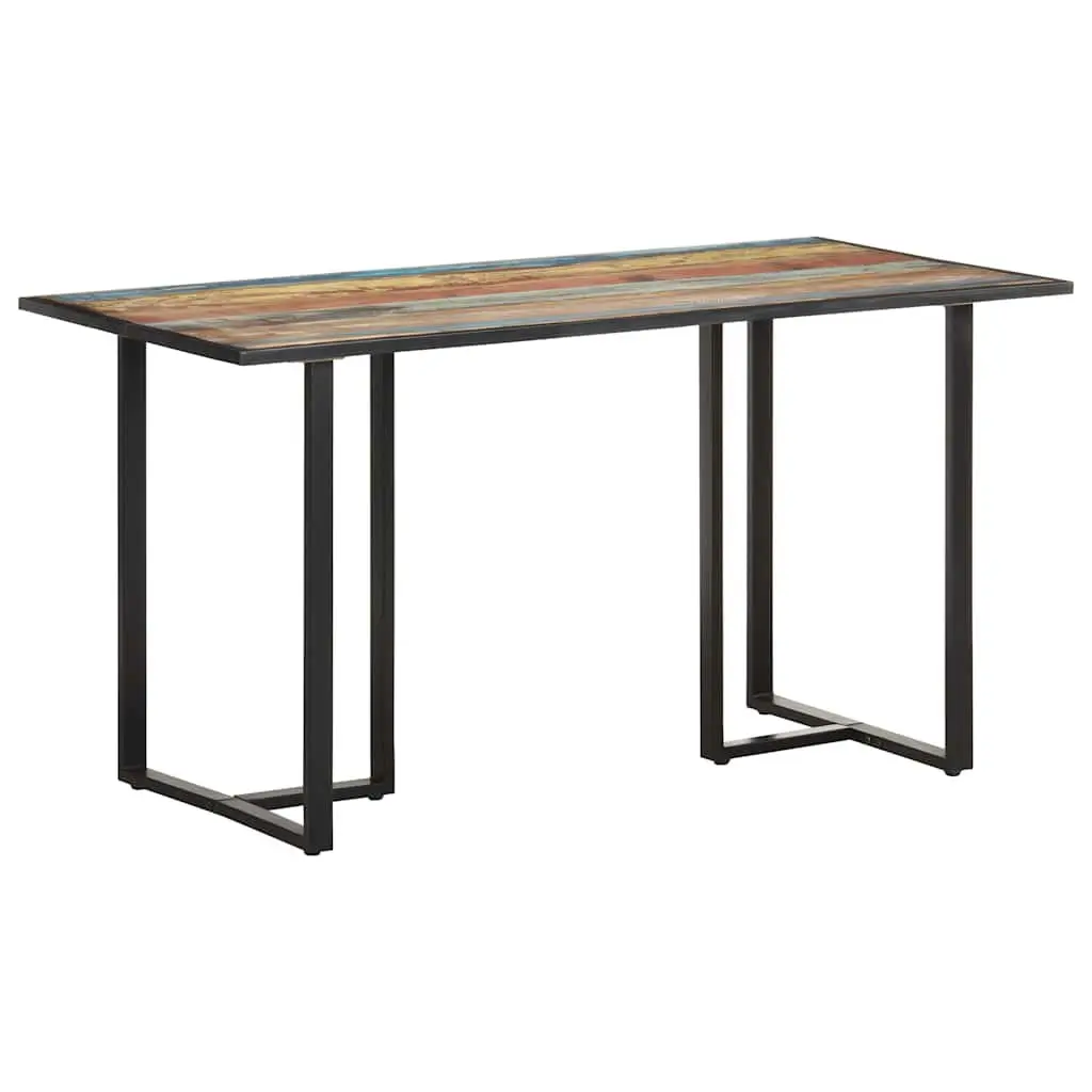 Dining Table Industrial Kitchen 140cm Multicolour Solid Reclaimed Wood
