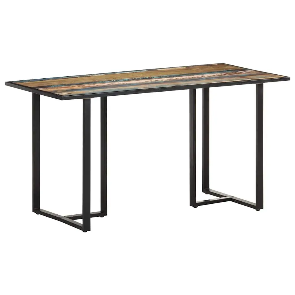 Dining Table Industrial Kitchen 140cm Multicolour Solid Reclaimed Wood