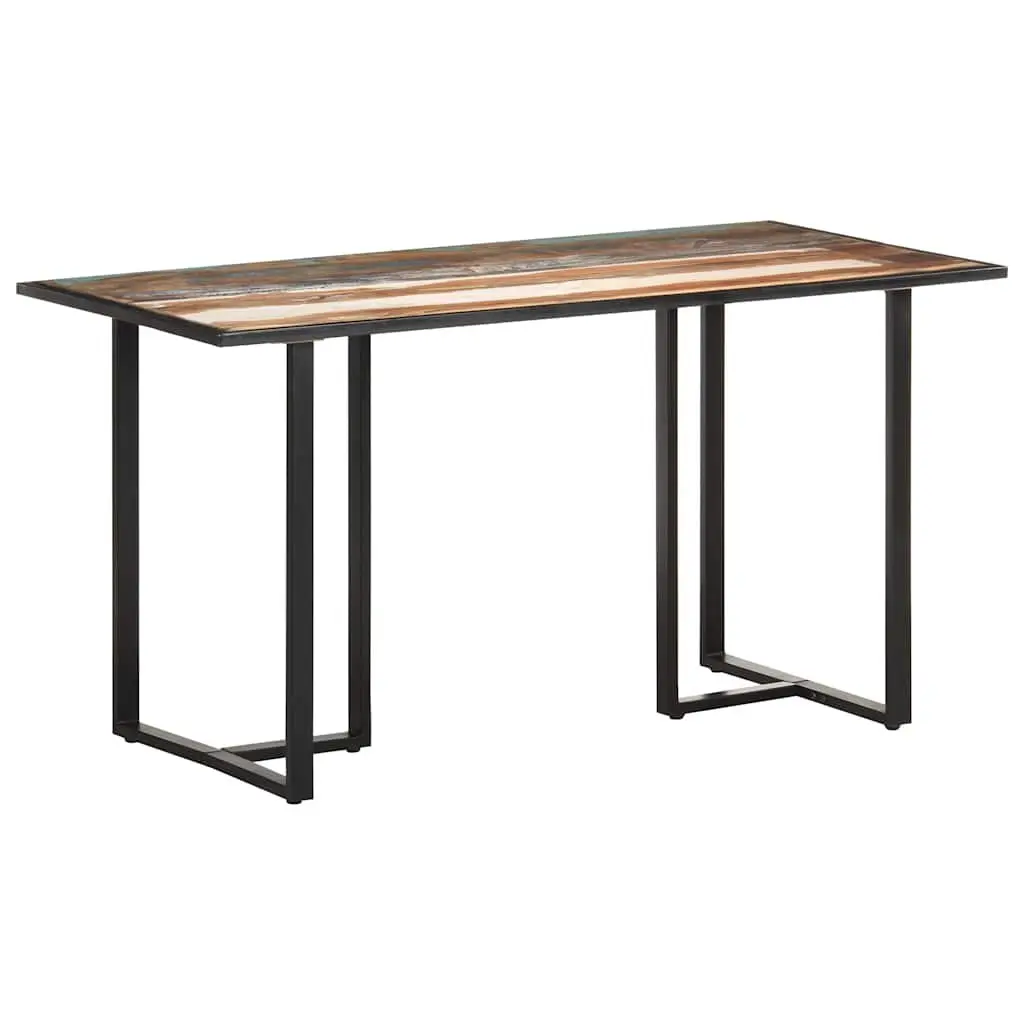 Dining Table Industrial Kitchen 140cm Multicolour Solid Reclaimed Wood