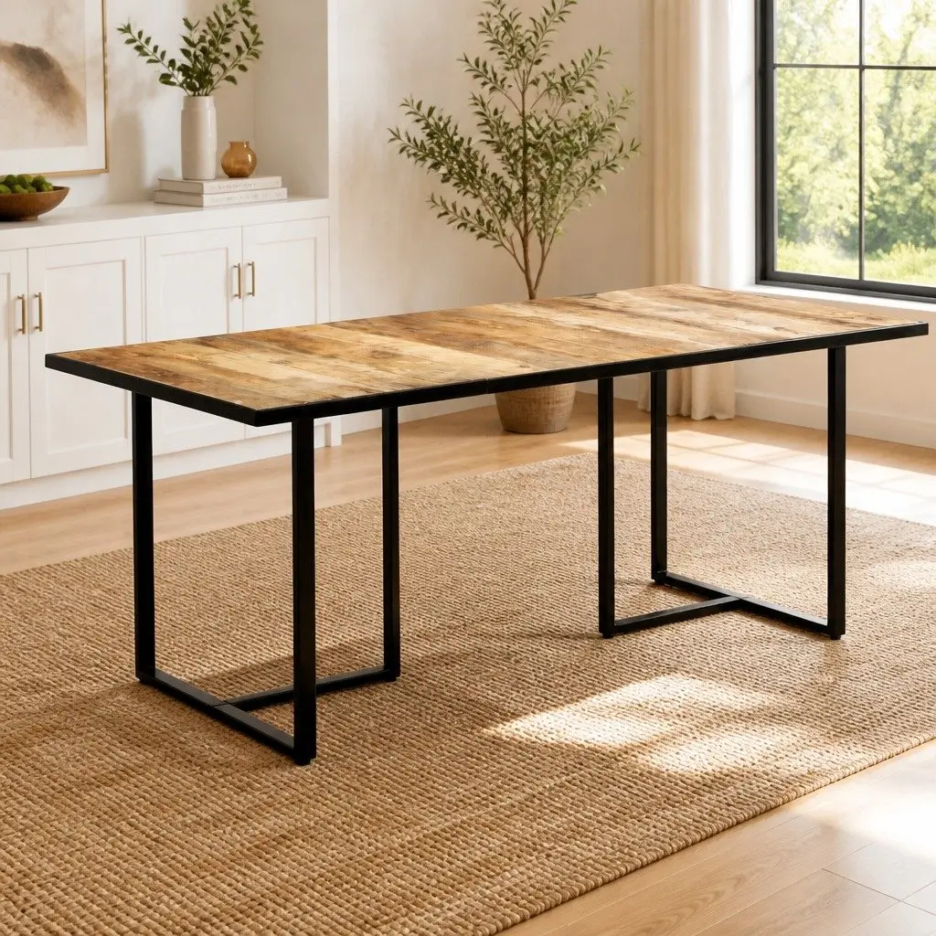 Dining Table Industrial Kitchen Furniture 180 cm Solid Mango Wood Brown
