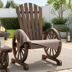 Outdoor Adirondack Chairs 4pc Garden Seating Set Solid Wood Fir Brown