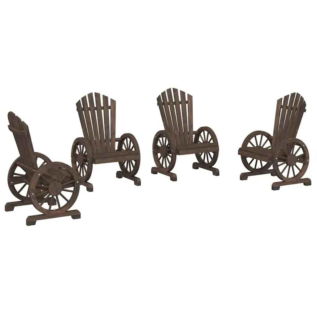 Outdoor Adirondack Chairs 4pc Garden Seating Set Solid Wood Fir Brown