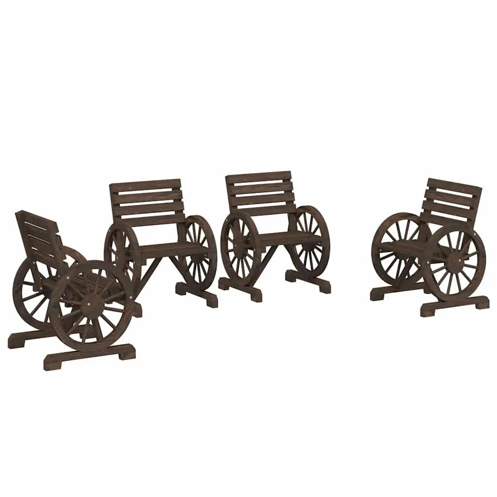 Outdoor Garden Chairs Solid Wood Fir Brown Patio Seating 4 Pieces