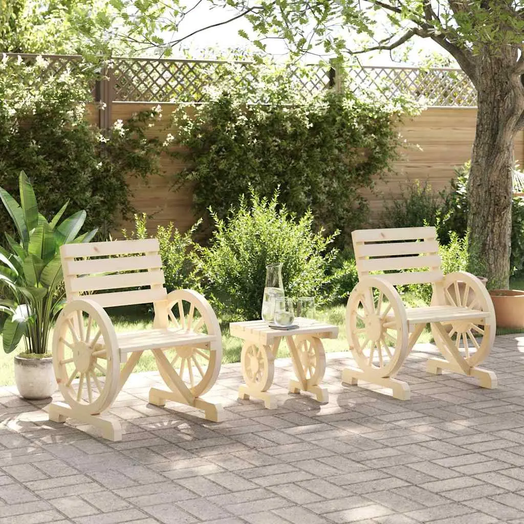 3 Piece Adirondack Chair Garden Lounge Set Outdoor Furniture Brown
