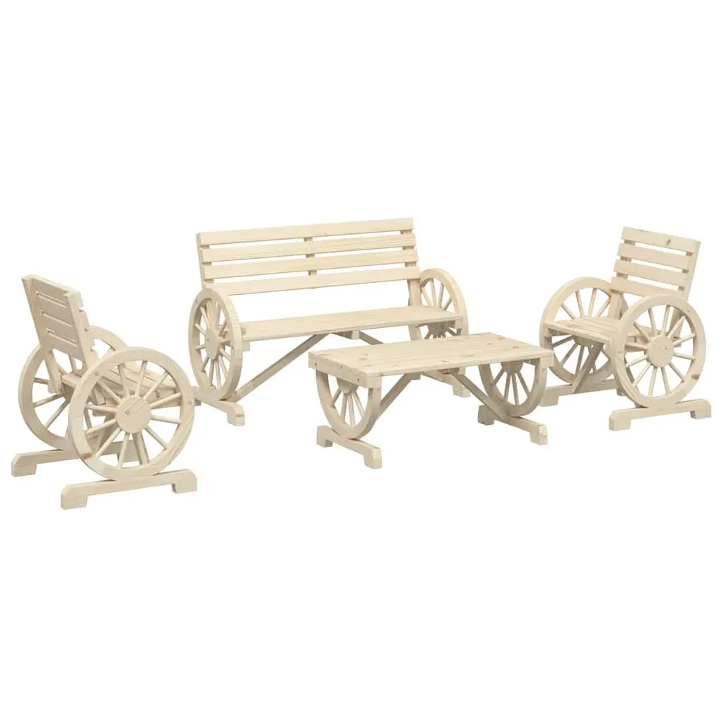 4 Piece Garden Lounge Set Adirondack Style Outdoor Furniture Brown