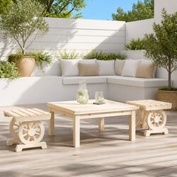 Outdoor Garden Footstools 2 PCS Solid Wood Fir Brown Patio Ottoman Seating