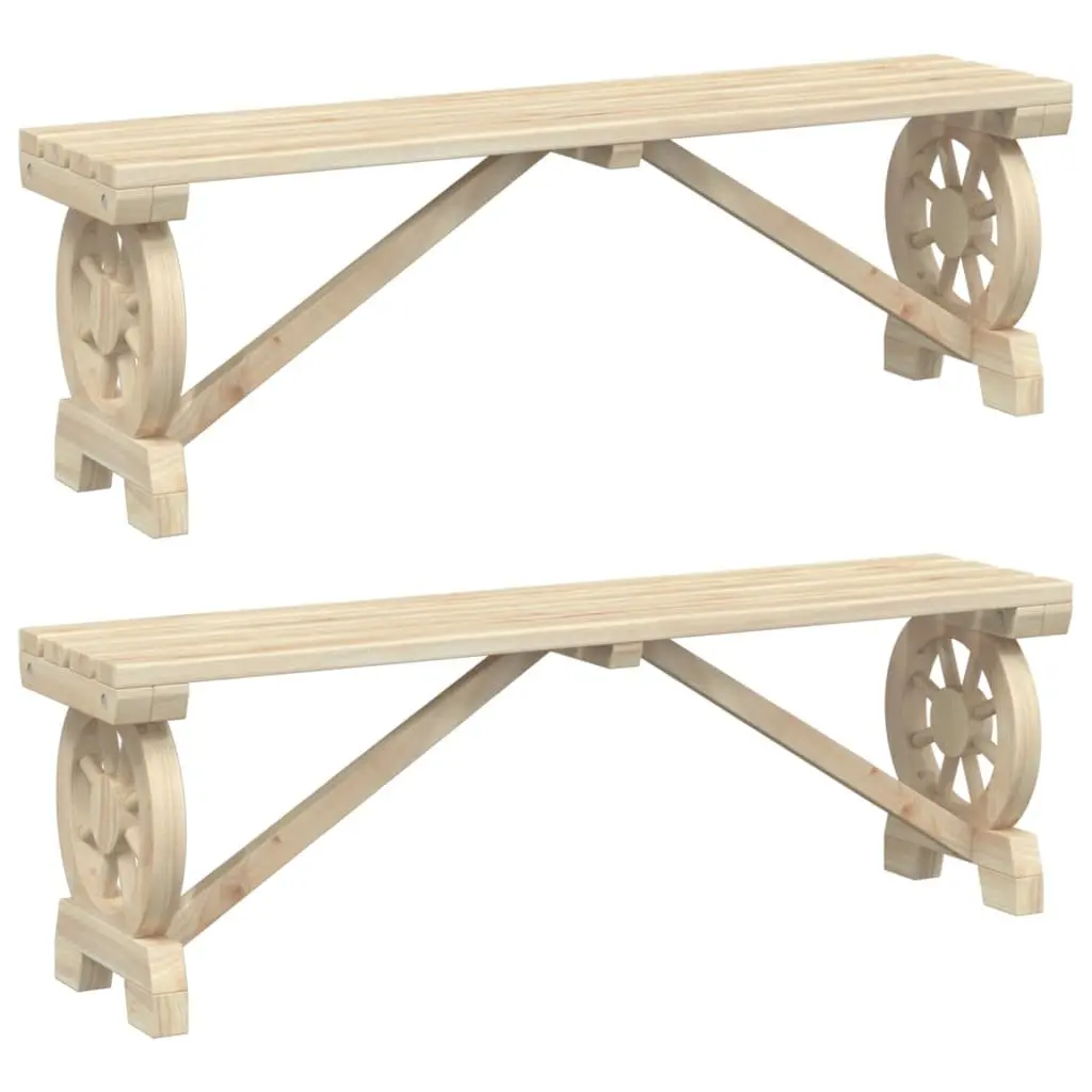 Garden Bench Outdoor Seating Solid Wood Fir Brown 2 Piece