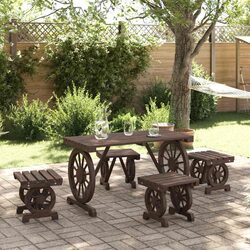 Reliable 5-Piece Garden Dining Set in Solid Fir Wood