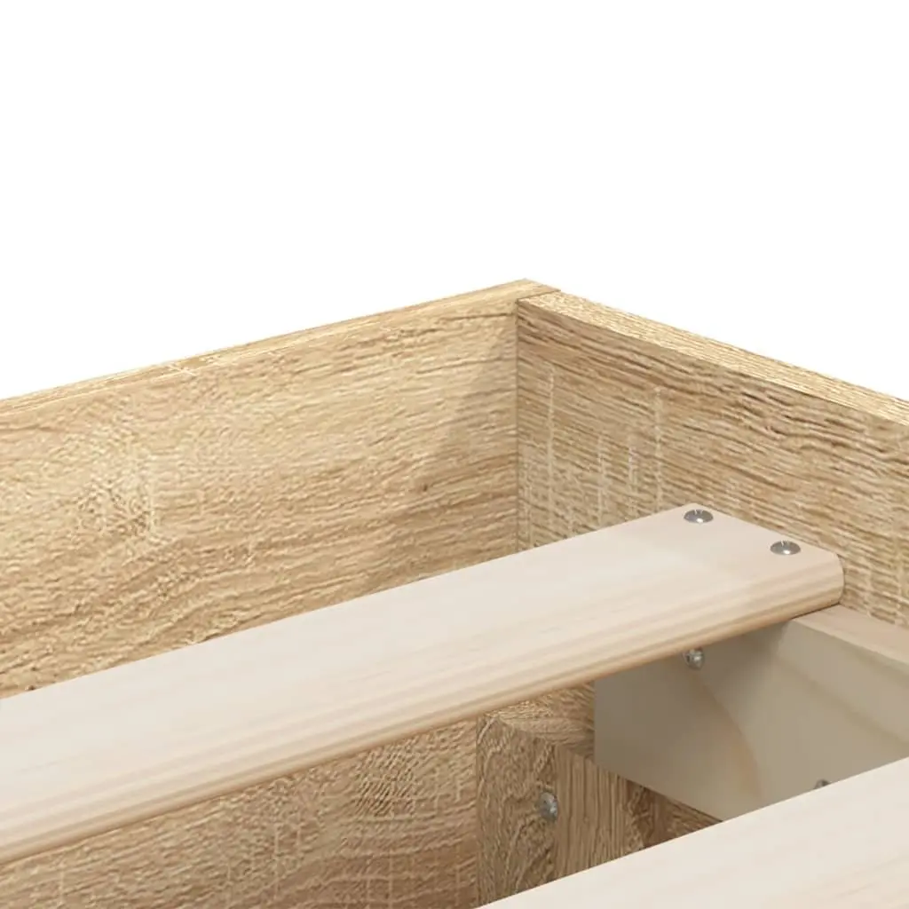 Storage Drawer Bed Frame Engineered Wood Slatted Base Brown 150x200cm