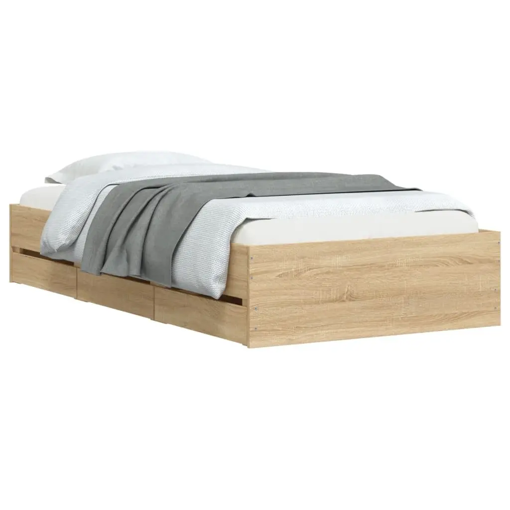 Bed Frame with Storage, Sonoma Oak Finish